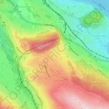 Topografische Karte Hondrich, Höhe, Relief