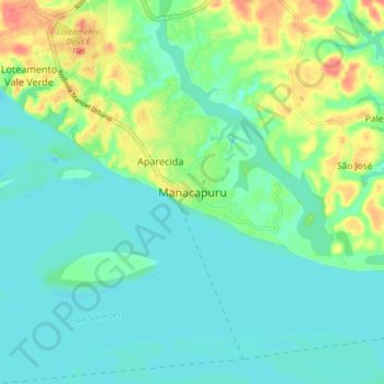 Topografische Karte Manacapuru, Höhe, Relief