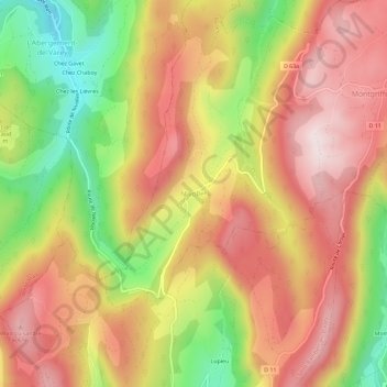 Topografische Karte Nivollet, Höhe, Relief