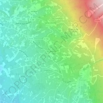 Topografische Karte Les Vendrans, Höhe, Relief