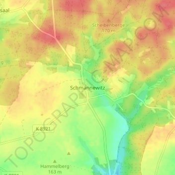 Topografische Karte Schmannewitz, Höhe, Relief
