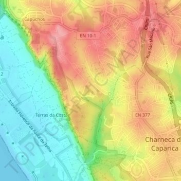 Topografische Karte Quinta do Robalo, Höhe, Relief