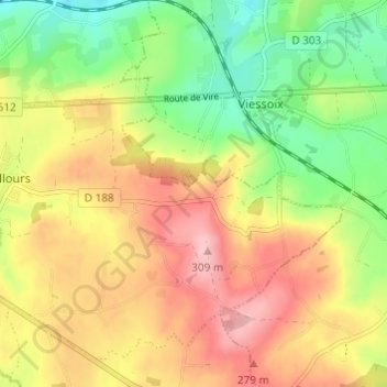 Topografische Karte La Vautrie, Höhe, Relief