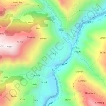 Topografische Karte Nanj, Höhe, Relief