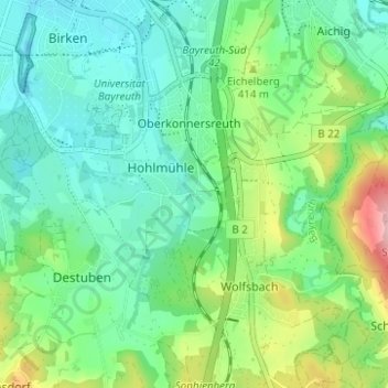 Topografische Karte Fürsetz, Höhe, Relief