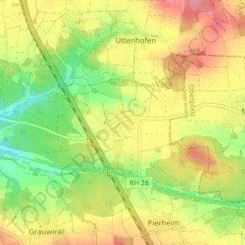 Topografische Karte Mörlach, Höhe, Relief
