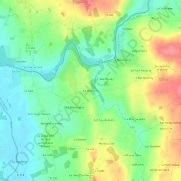 Topografische Karte La Maunière, Höhe, Relief