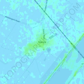 Topografische Karte Manea, Höhe, Relief