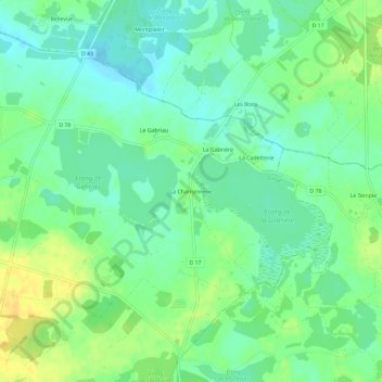 Topografische Karte La Charronnerie, Höhe, Relief