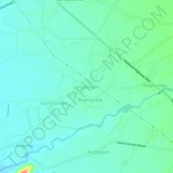 Topografische Karte Linusungan, Höhe, Relief