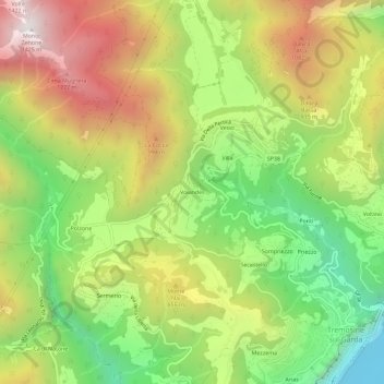 Topografische Karte Voiandes, Höhe, Relief