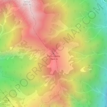 Topografische Karte Pizzo Badile, Höhe, Relief