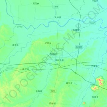 Topografische Karte 罗山县, Höhe, Relief
