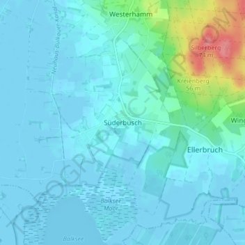 Topografische Karte Süderbusch, Höhe, Relief