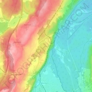 Topografische Karte Schlederloh, Höhe, Relief