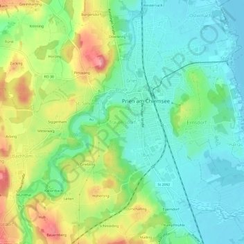 Topografische Karte Trautersdorf, Höhe, Relief