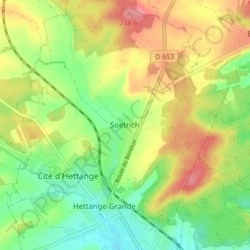 Topografische Karte Soetrich, Höhe, Relief