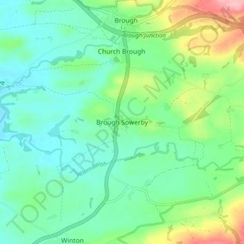 Topografische Karte Brough Sowerby, Höhe, Relief