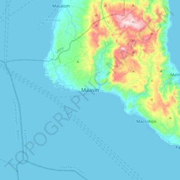 Topografische Karte Maasin, Höhe, Relief