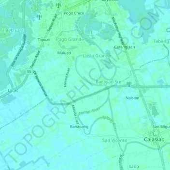 Topografische Karte Lasip Chico, Höhe, Relief