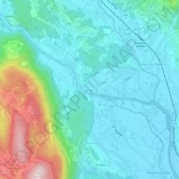 Topografische Karte Letuš, Höhe, Relief