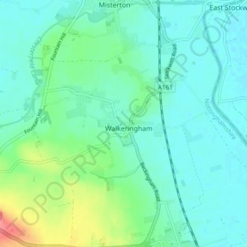 Topografische Karte Walkeringham, Höhe, Relief