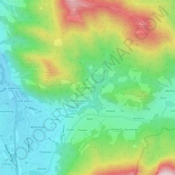 Topografische Karte Obereben, Höhe, Relief