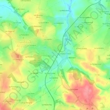 Topografische Karte La Barboire, Höhe, Relief