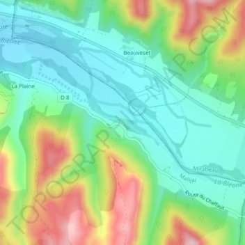 Topografische Karte Revest, Höhe, Relief