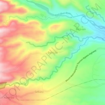 Topografische Karte Bernad, Höhe, Relief