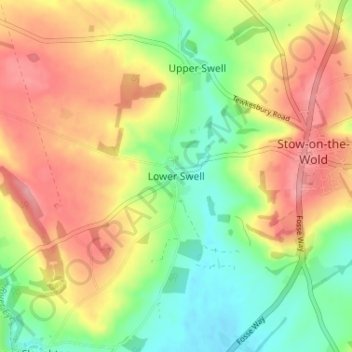 Topografische Karte Lower Swell, Höhe, Relief