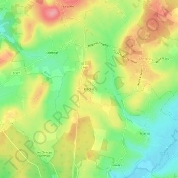 Topografische Karte Brèches, Höhe, Relief