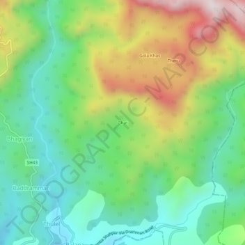 Topografische Karte Ghat, Höhe, Relief