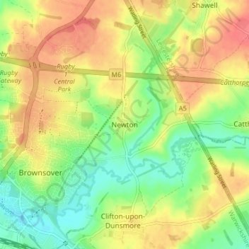 Topografische Karte Newton, Höhe, Relief