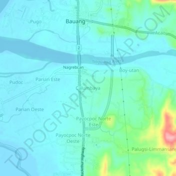 Topografische Karte Calumbaya, Höhe, Relief
