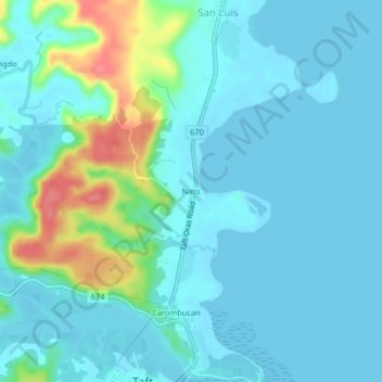 Topografische Karte Nato, Höhe, Relief