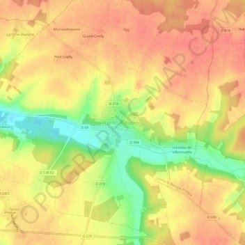 Topografische Karte Lorrez-le-Bocage, Höhe, Relief