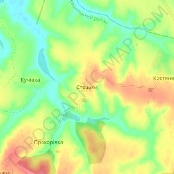 Topografische Karte Стецки, Höhe, Relief