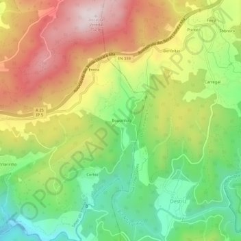 Topografische Karte Boucinha, Höhe, Relief