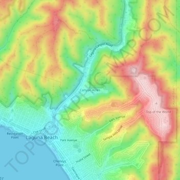 Topografische Karte Canyon Acres, Höhe, Relief