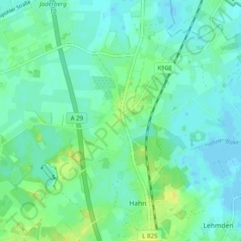 Topografische Karte Bekhausen, Höhe, Relief