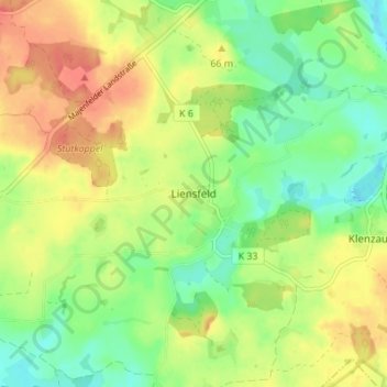 Topografische Karte Liensfeld, Höhe, Relief