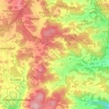 Topografische Karte Menschhof, Höhe, Relief