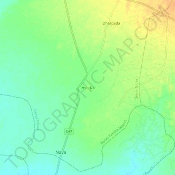 Topografische Karte Aseda, Höhe, Relief