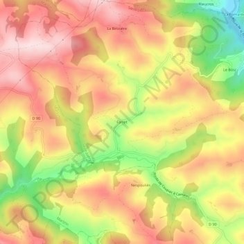 Topografische Karte Farret, Höhe, Relief