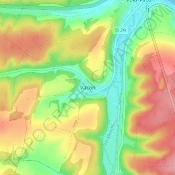 Topografische Karte Vacon, Höhe, Relief
