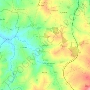 Topografische Karte Lauzeraud, Höhe, Relief