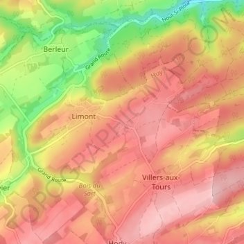 Topografische Karte Hestreux, Höhe, Relief