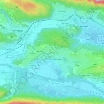 Topografische Karte Fritzendorf, Höhe, Relief