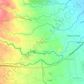 Topografische Karte Matipunso, Höhe, Relief